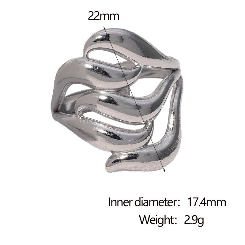 Minimalist Vintage Geometric Open Ring 18K Gold Plated Stainless Steel Jewelry for Women