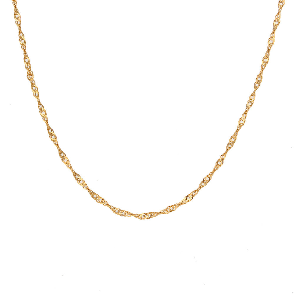 Minimalist Geometric Stainless Steel Plated 18K Gold Wave Necklace for Women Clavicle Chain