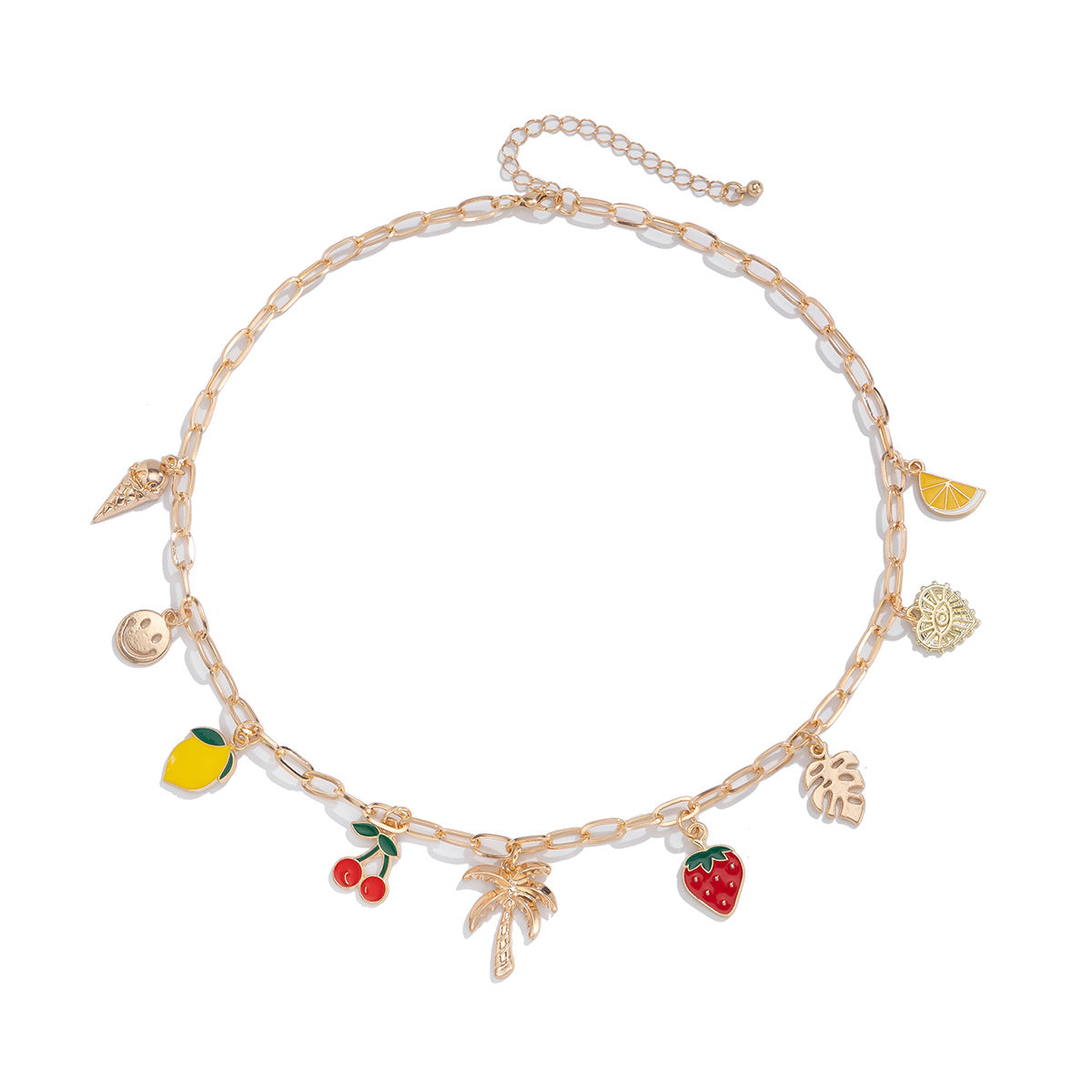 Bohemian Sweet Cherry Pendant Plated Zinc Alloy Necklace for Women