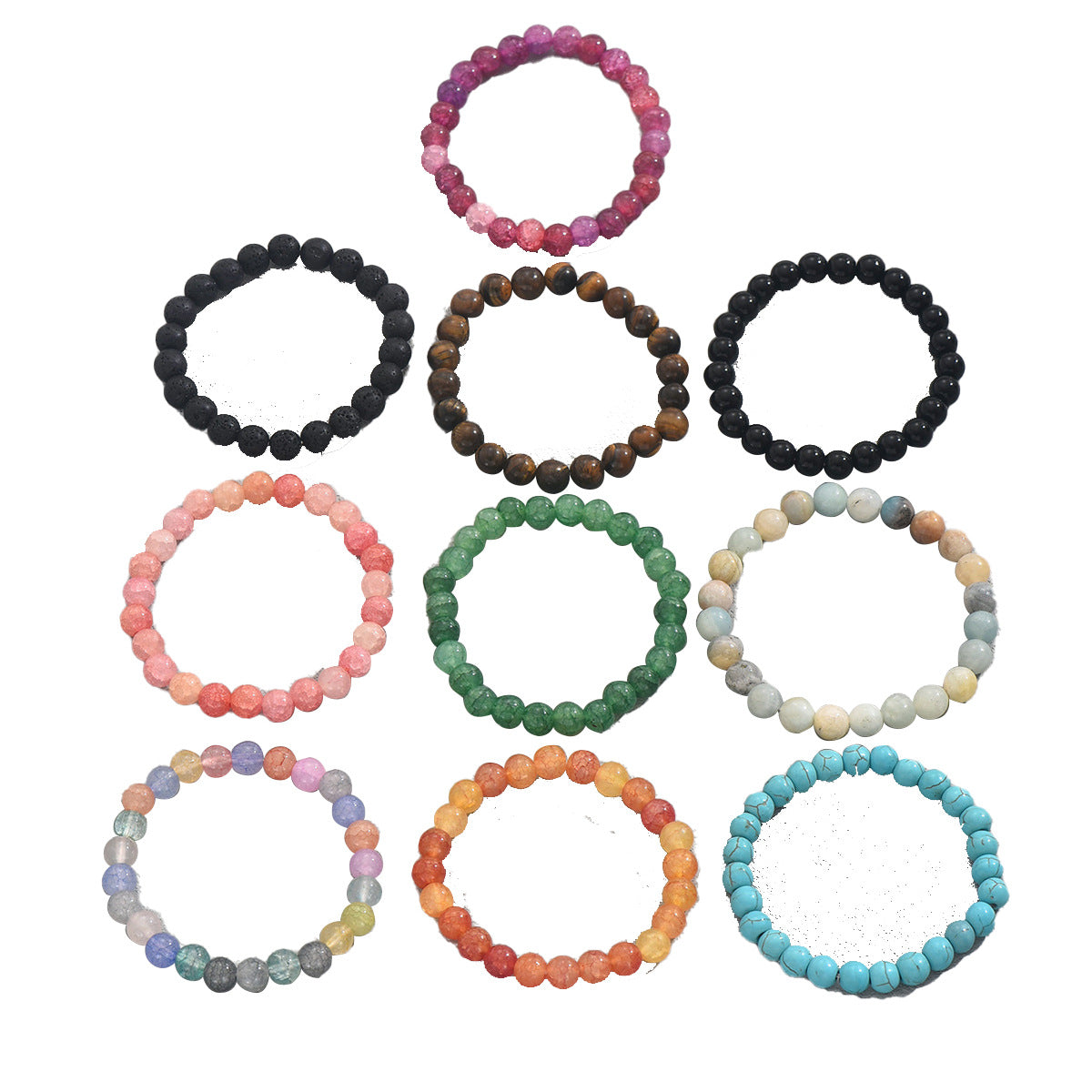 Geometric Fashion OL Women's Beaded Bracelet Set with Natural Stones Handcrafted for Versatile Styling
