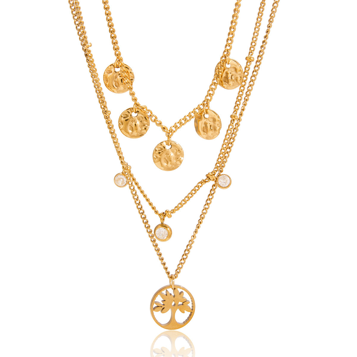 Collar minimalista geométrico de acero de titanio para mujer con acabado chapado y colgante de acero inoxidable