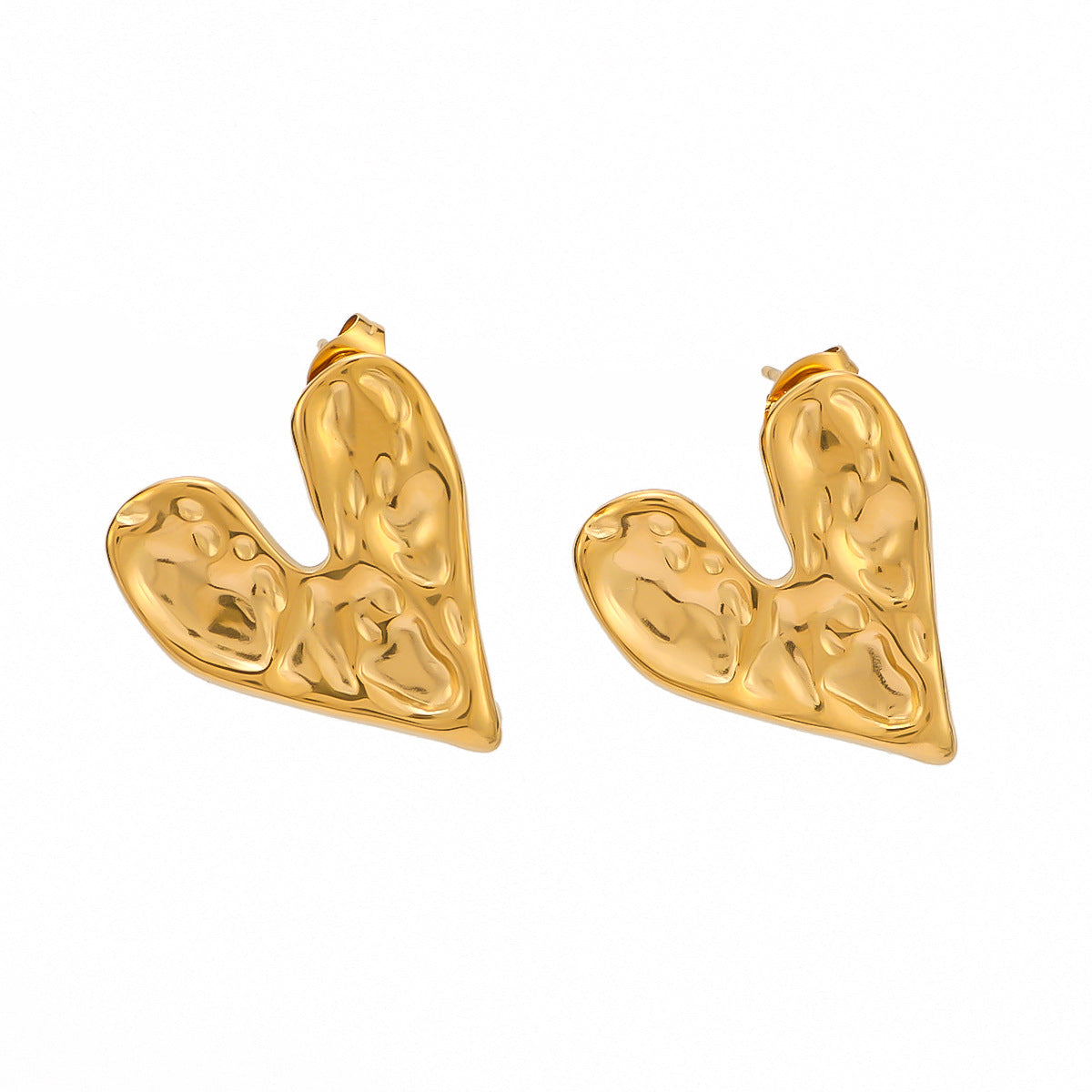 Elegant Heart-Shaped Stainless Steel Stud Earrings with 18K Gold Plating, Geometric Design, Minimalist INS-Inspired Women's Ear Jewelry