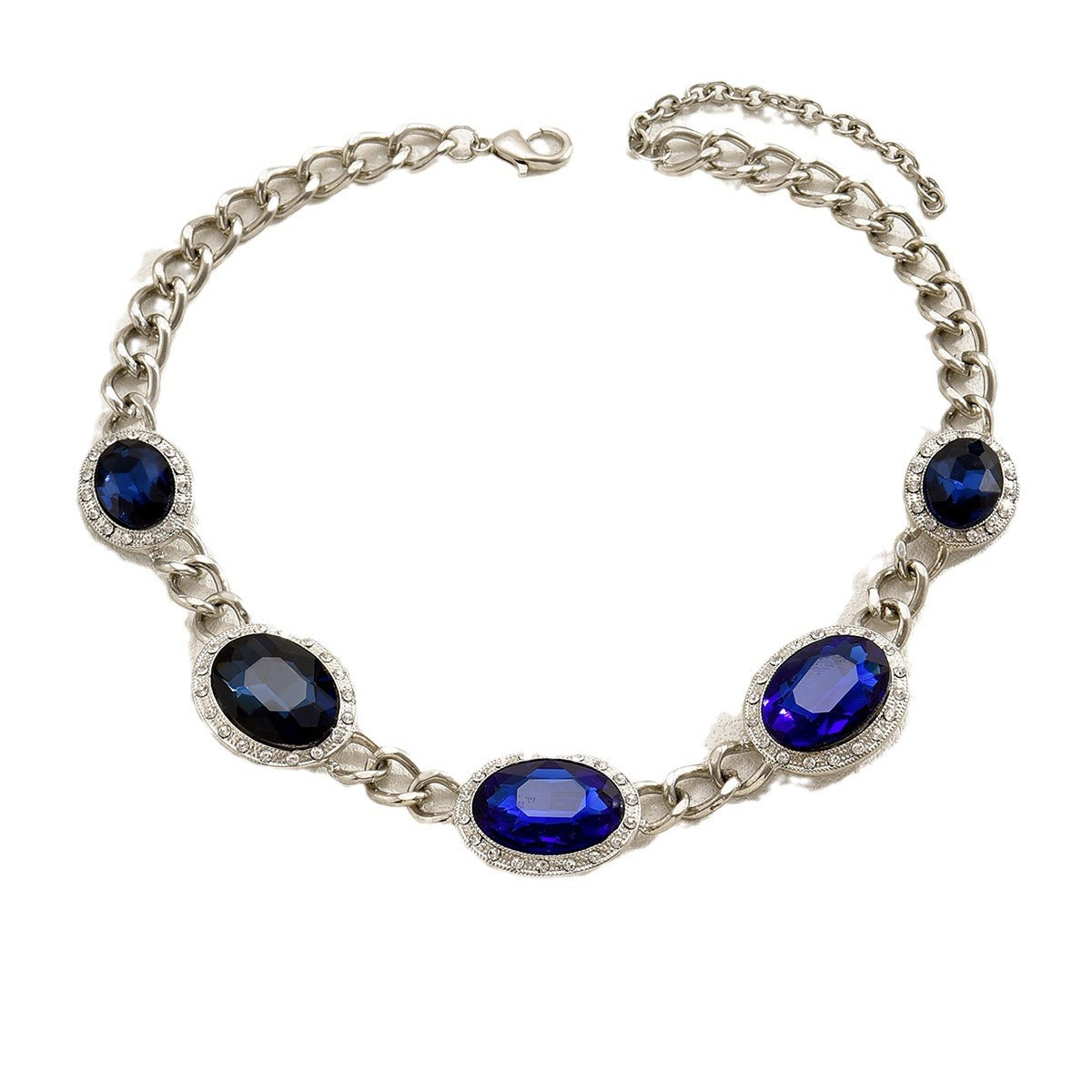 Collar con colgante geométrico en forma de rombo en U minimalista de moda para mujer con cadena de aleación y diamantes de imitación pavé