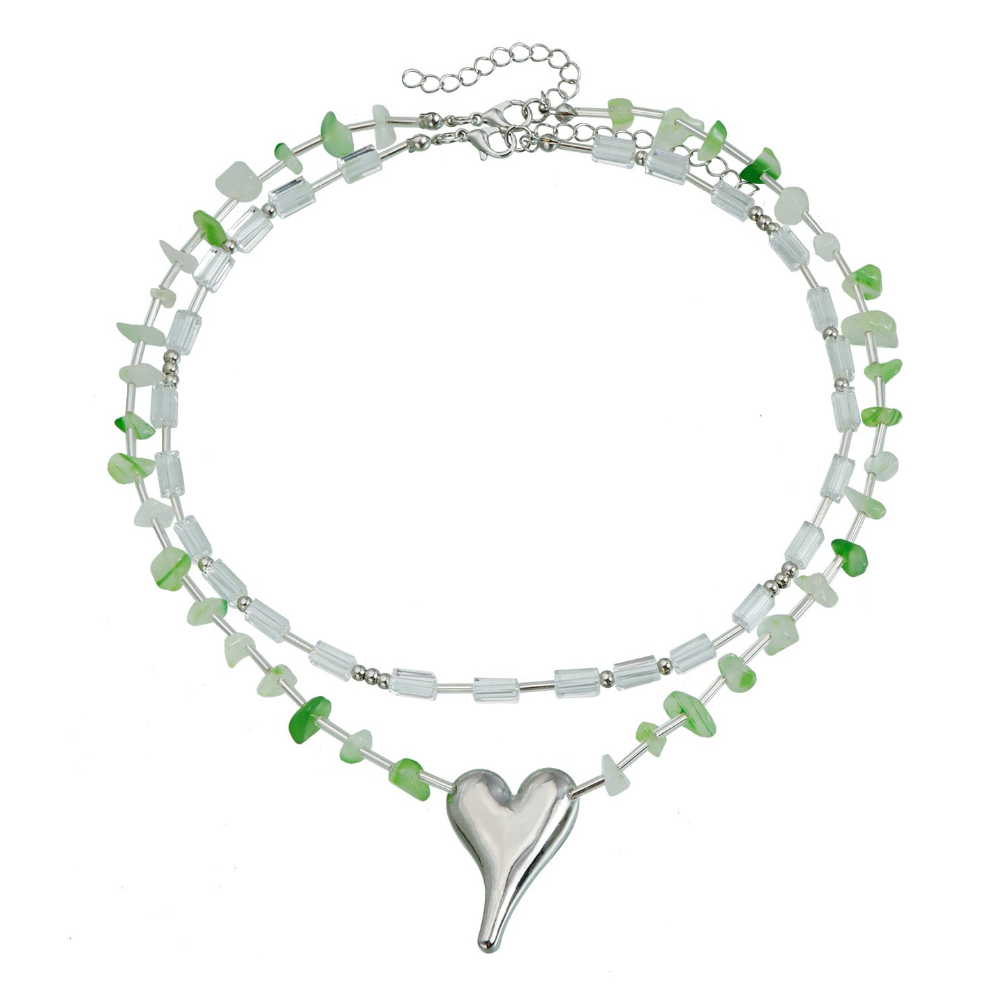 Fashionable Geometric U-Shaped Alloy Necklace for Women with Plated Finish and Heart Pendant