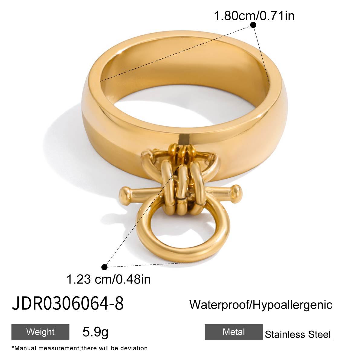Anillo de acero de titanio geométrico para mujer con acabado chapado, joyería minimalista de moda