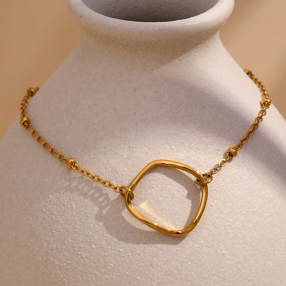 Bracciale da donna minimalista geometrico con perline e cerchi irregolari in acciaio inossidabile placcato oro 18 carati