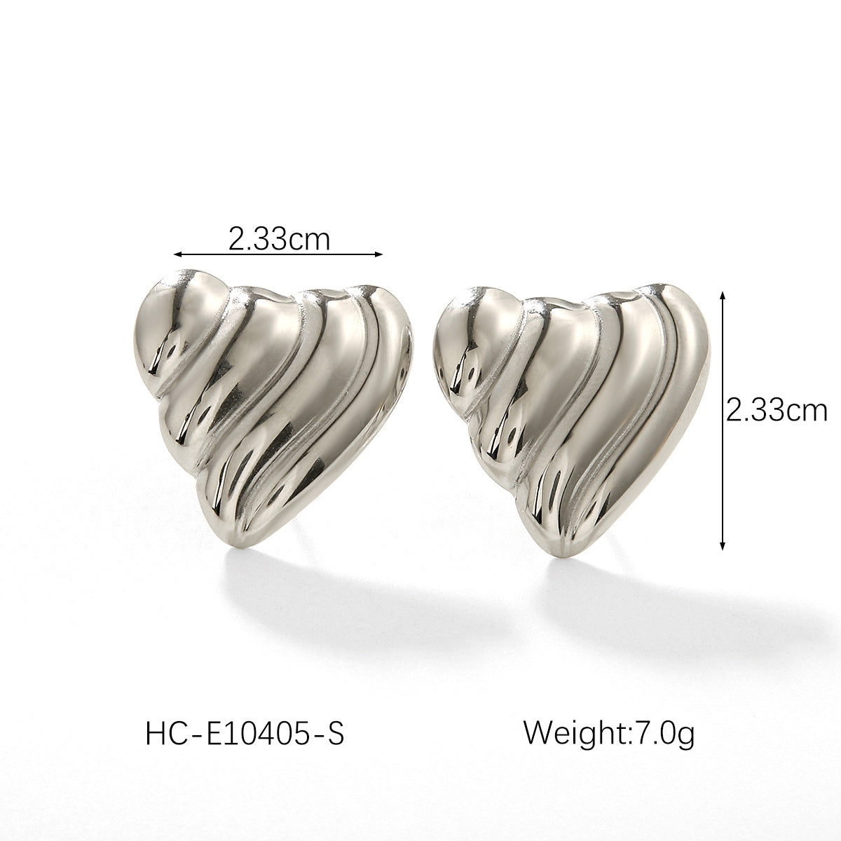 Pendientes minimalistas de acero inoxidable con forma de corazón y baño de oro de 18 quilates para mujer