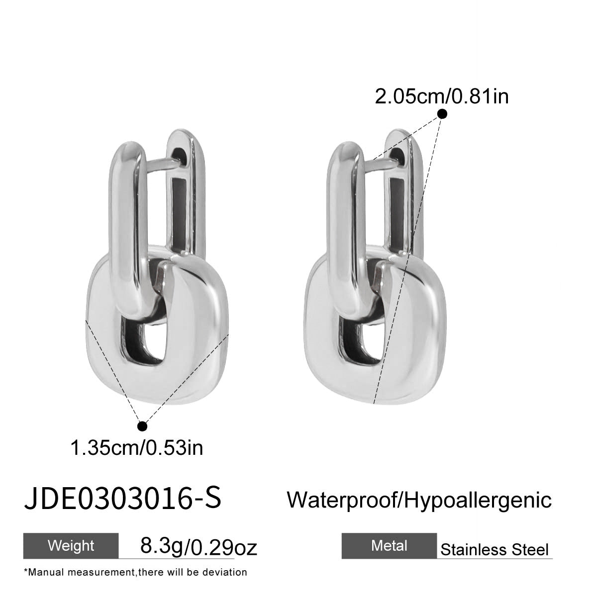 Elegant Geometric Square Stainless Steel Plated Stud Earrings for Women