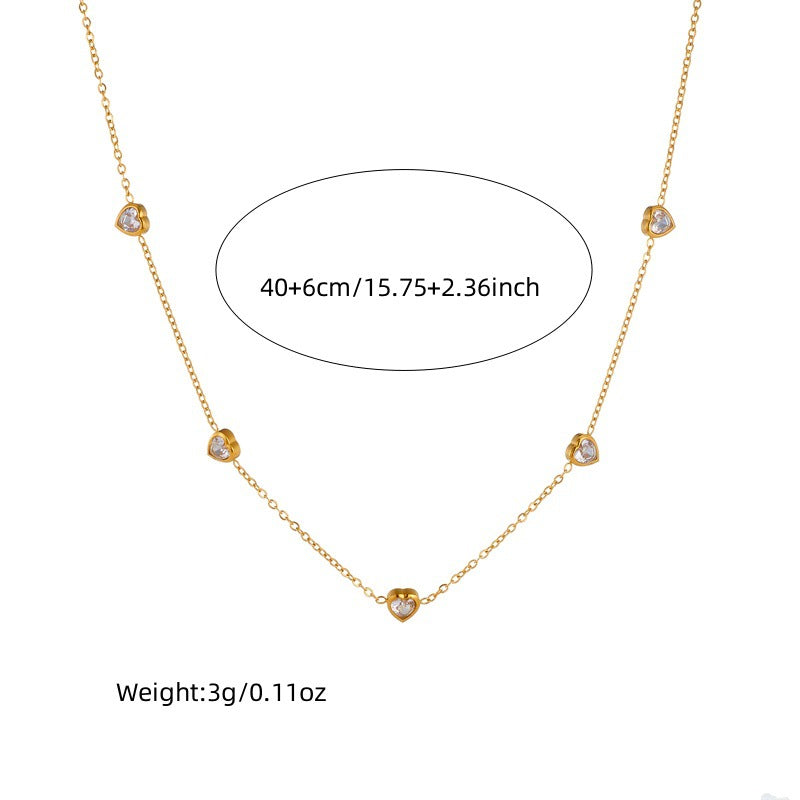 Set collana con ciondolo a cuore in acciaio inossidabile placcato minimalista e orecchini per donne