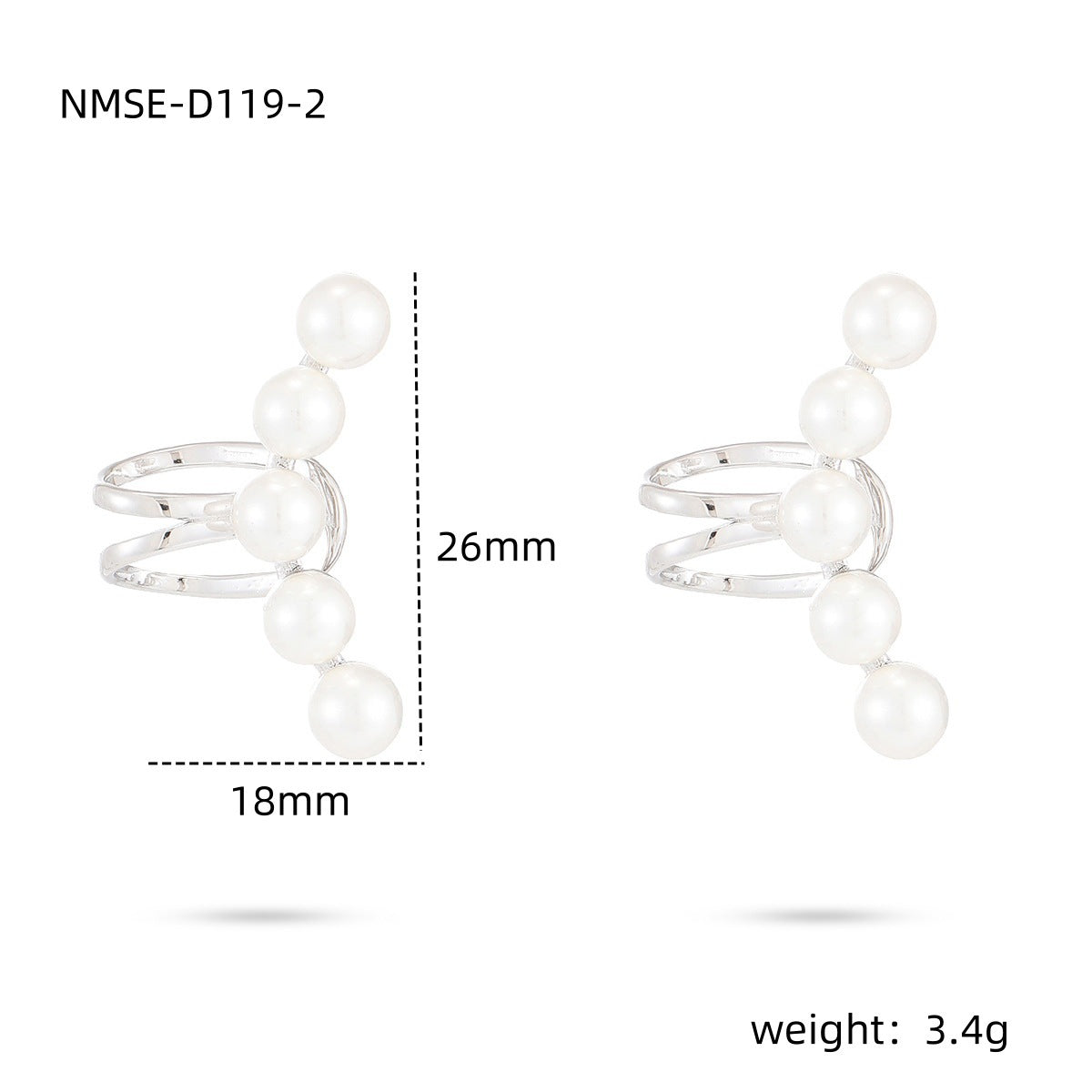 Orecchino da donna alla moda con perle e titanio, ipoallergenico in acciaio inossidabile, clip-on con finitura placcata ed elegante design adatto all'ufficio