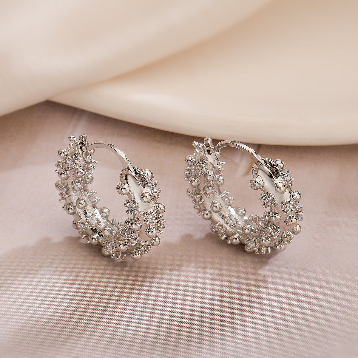 Minimalist Geometric Copper Hoop Earrings with Real Gold Plating and Zircon Inlay for Women