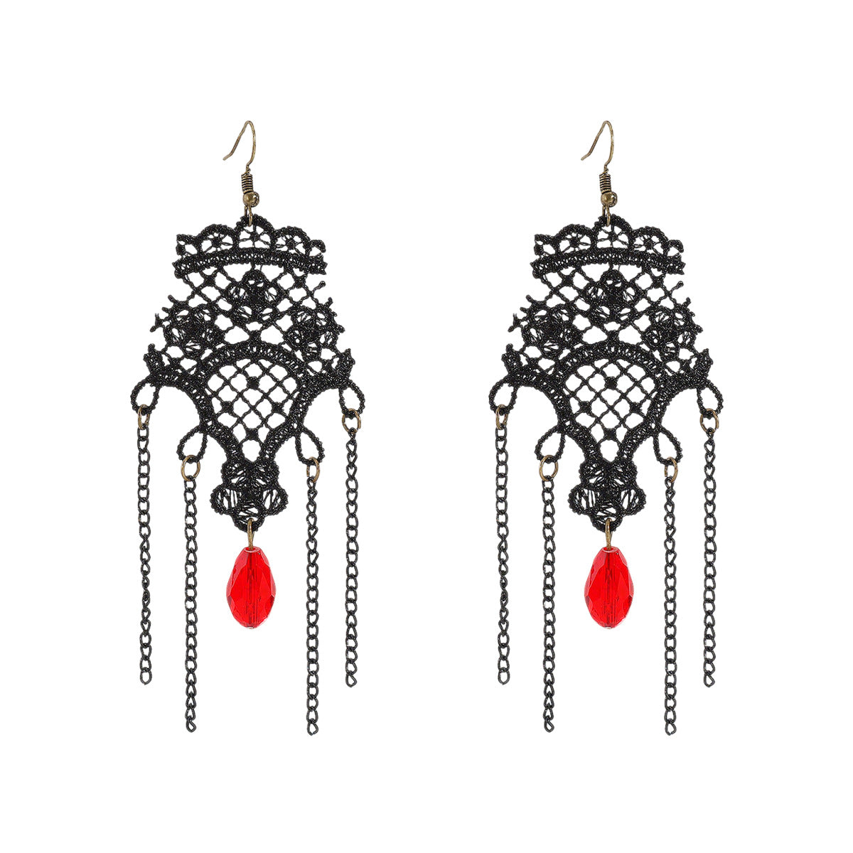 Gothic Halloween Black Multi-Layer Rose Necklace and Earrings Set for Women with Electroplated Iron Pendant and Velvet Accents