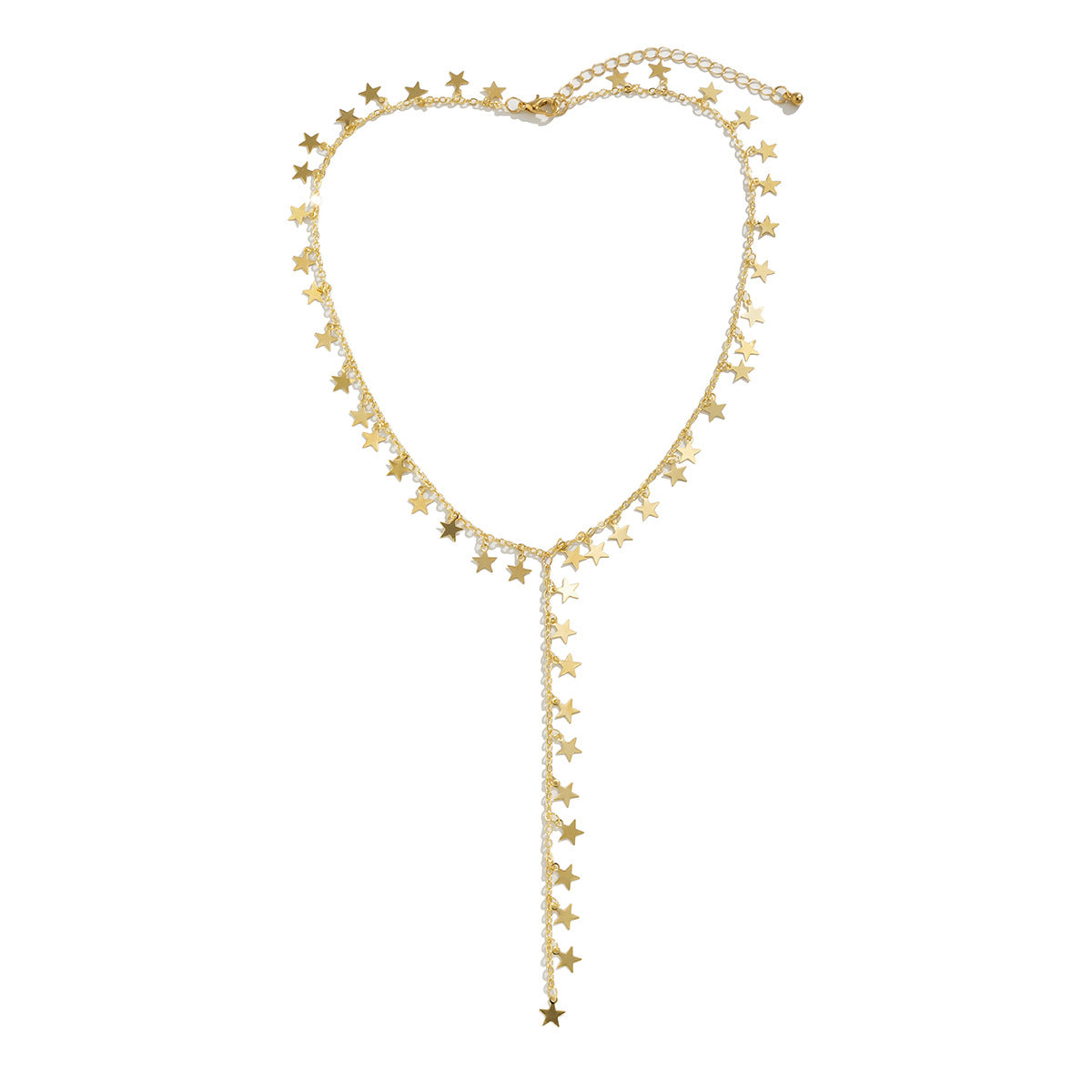 Minimalist Elegant Star Alloy Plated Y-Shape Tassel Long Sweater Necklace