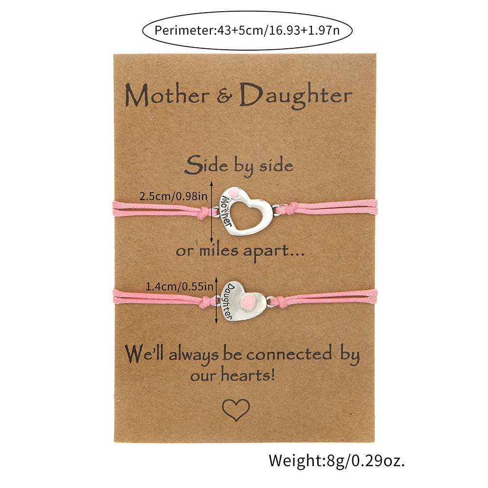 Minimalist Hollow Heart-Shaped Alloy Bracelet with Enamel Finish for Mother and Daughter Matching