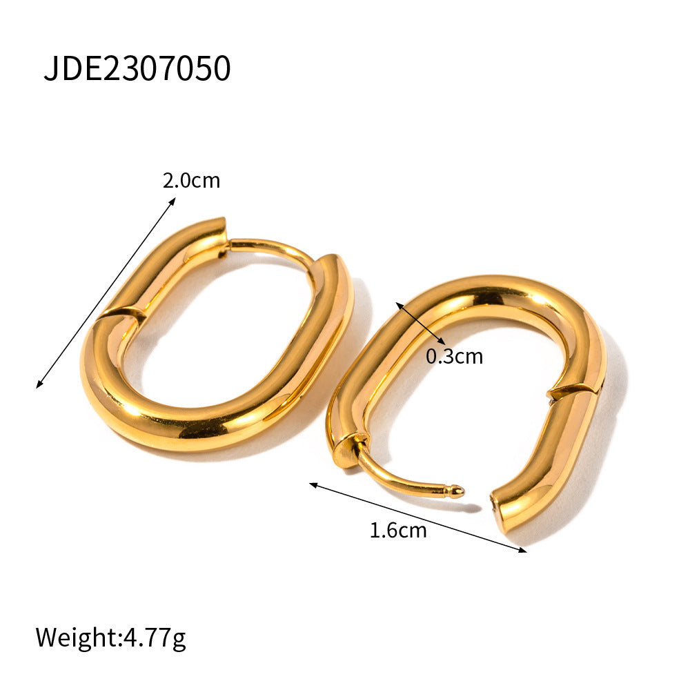 INS Style Heart-Shaped Titanium Steel Earrings with 18K Gold Plating for Women