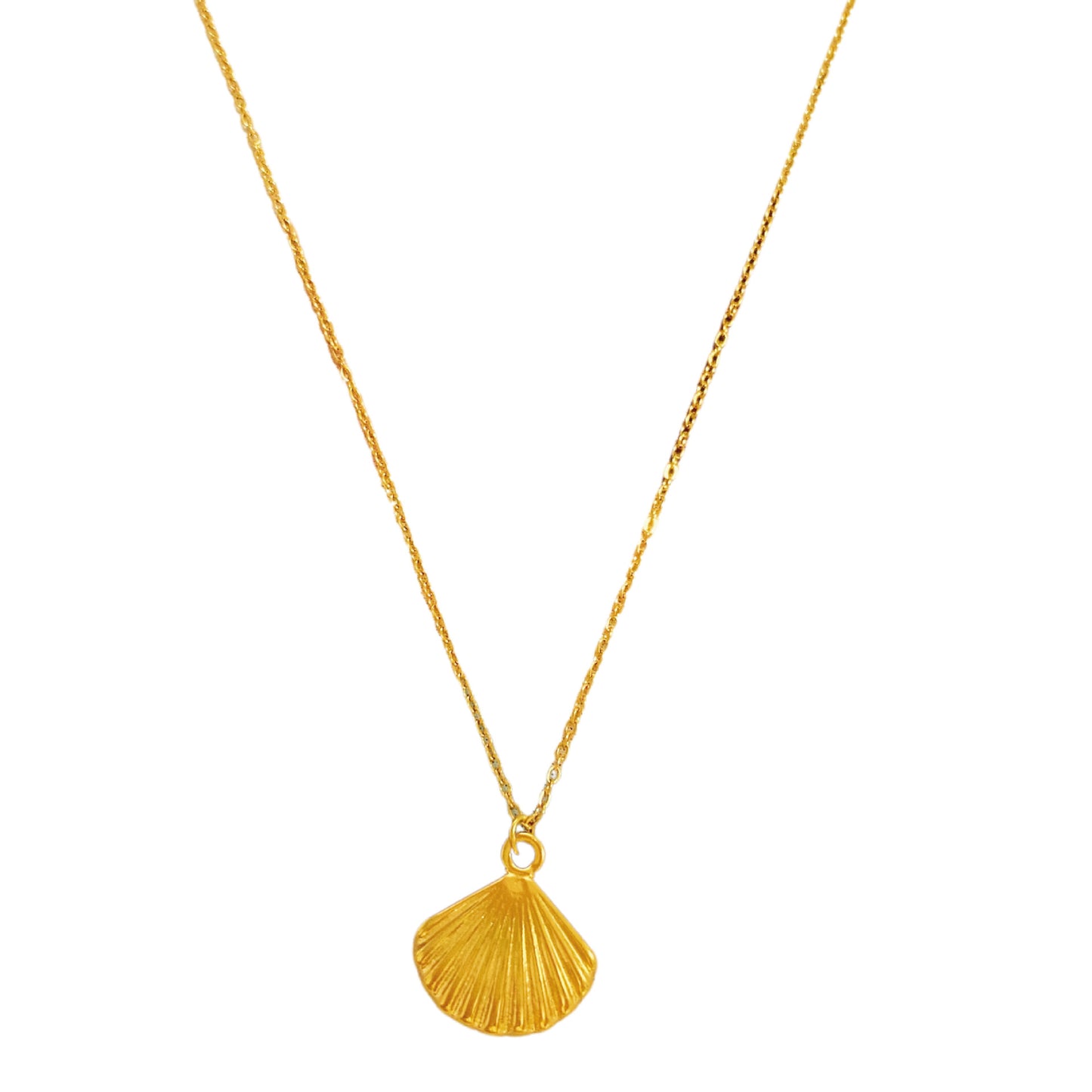 Geometric Titanium Steel Plated Necklace with Shell Pendant