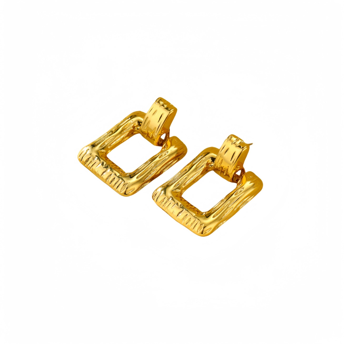 Orecchini Minimalisti da Donna in Acciaio al Titanio con Forma Quadrata Geometrica Placcati in Oro 18K