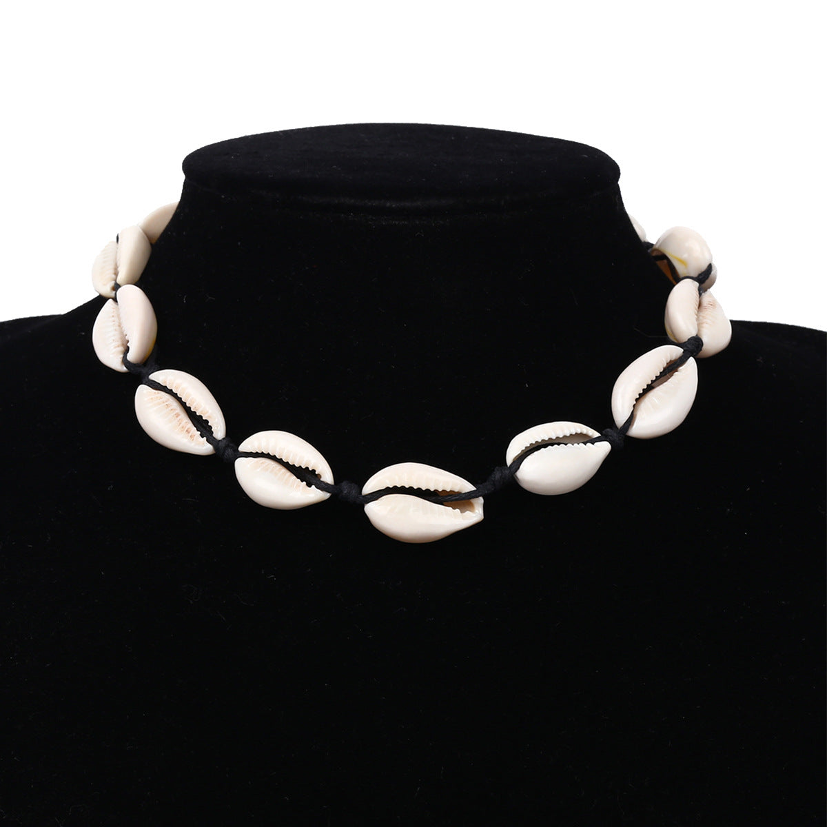 Collana da donna con ciondolo a conchiglia geometrico irregolare in stile vacanza e cordino intrecciato