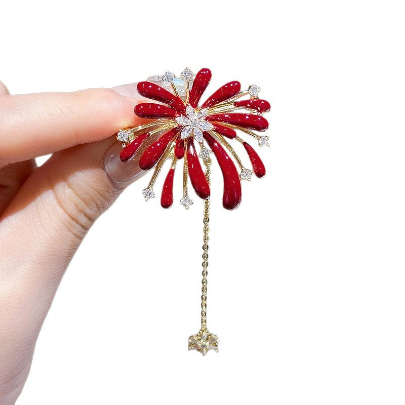 Spilla Floreale da Donna con Strass in Smalto e Dettaglio Nappa, Accessorio di Moda di Lusso per Abiti da Ufficio e Stile Vintage