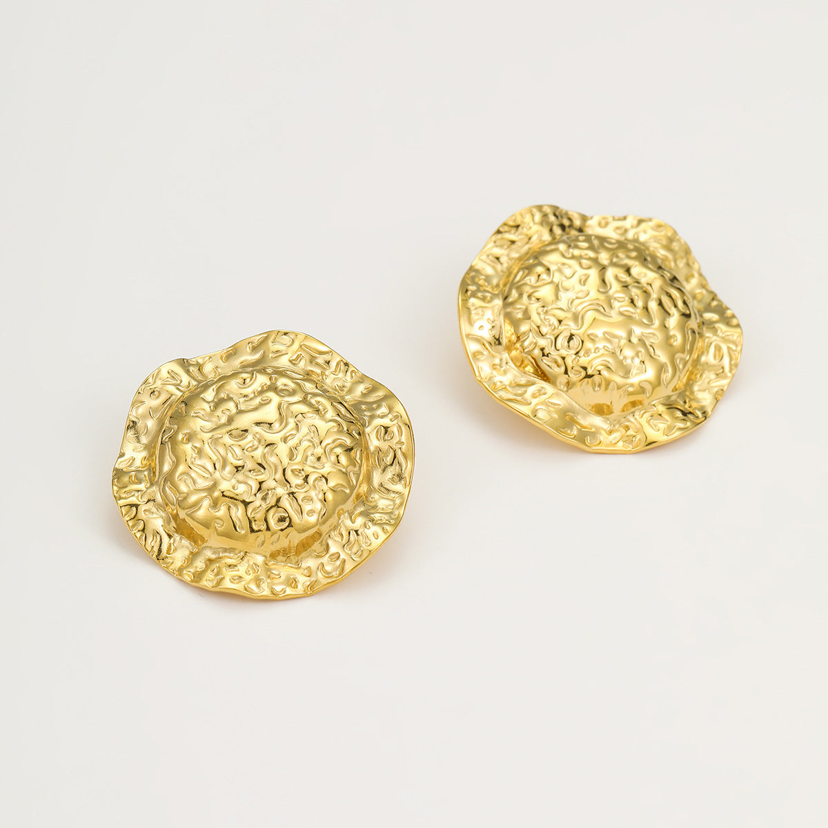 Pendientes de acero inoxidable circulares martillados estilo vintage para mujer, aretes hipoalergénicos de acero de titanio