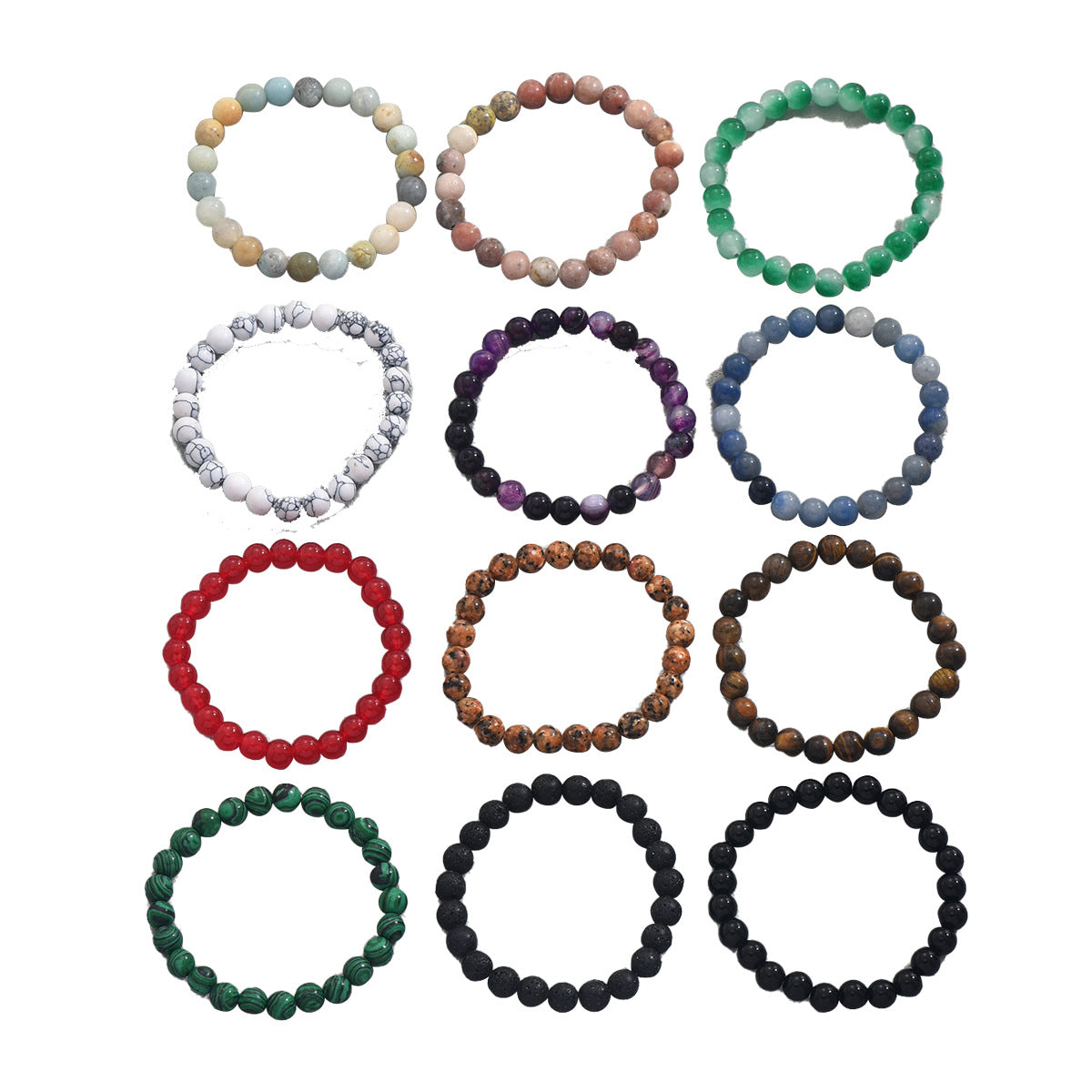Minimalist Geometric Natural Stone Beaded Bracelet Set for Men and Women Handmade Woven Colorful Premium Bracelets