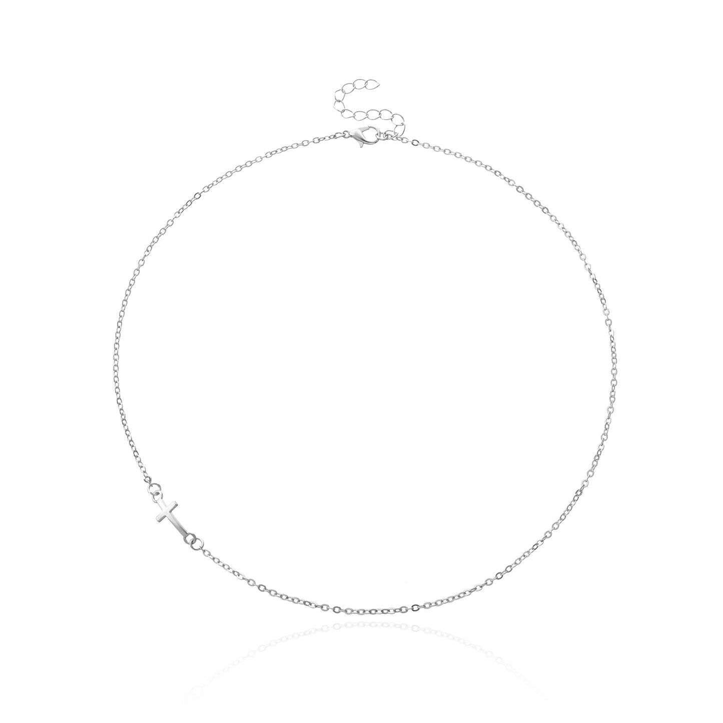 Minimalist Cross Pendant Necklace for Women Alloy Short Necklace with Plated Finish