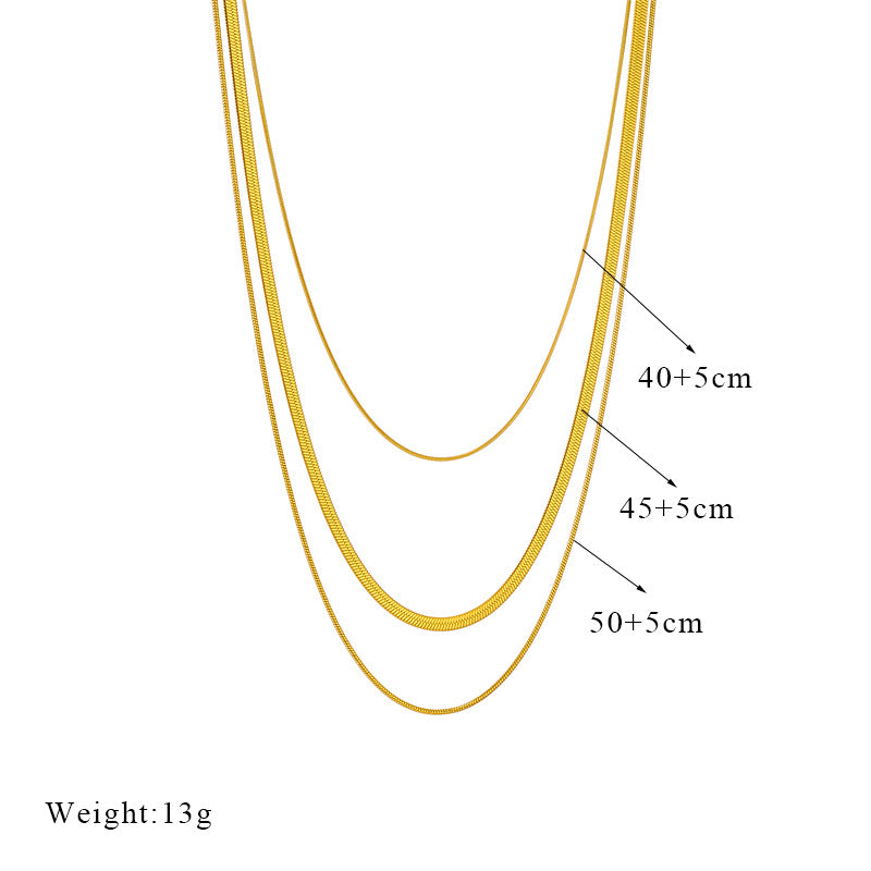 Collar Minimalista de Cadena de Serpiente Multicapa de Acero Titanio Tono Frío para Mujer