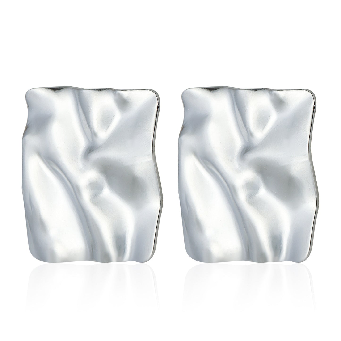 Minimalist Geometric Square Polished Stud Earrings for Women in Alloy with Plated Finish