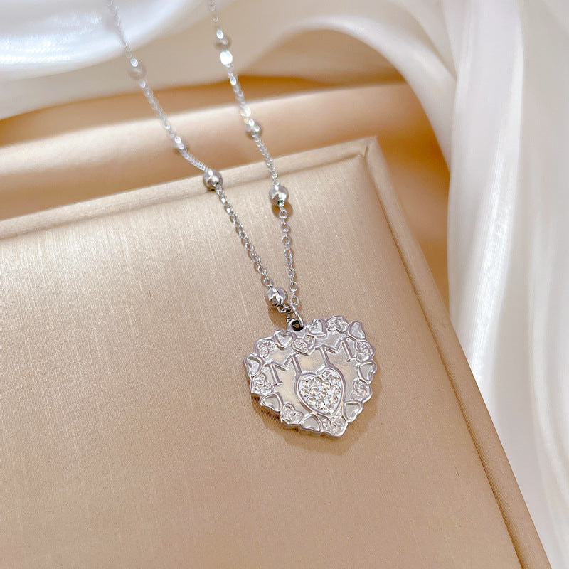 Minimalist Geometric Heart Pendant Necklace in Titanium Steel with Gold Plating for Women and Men