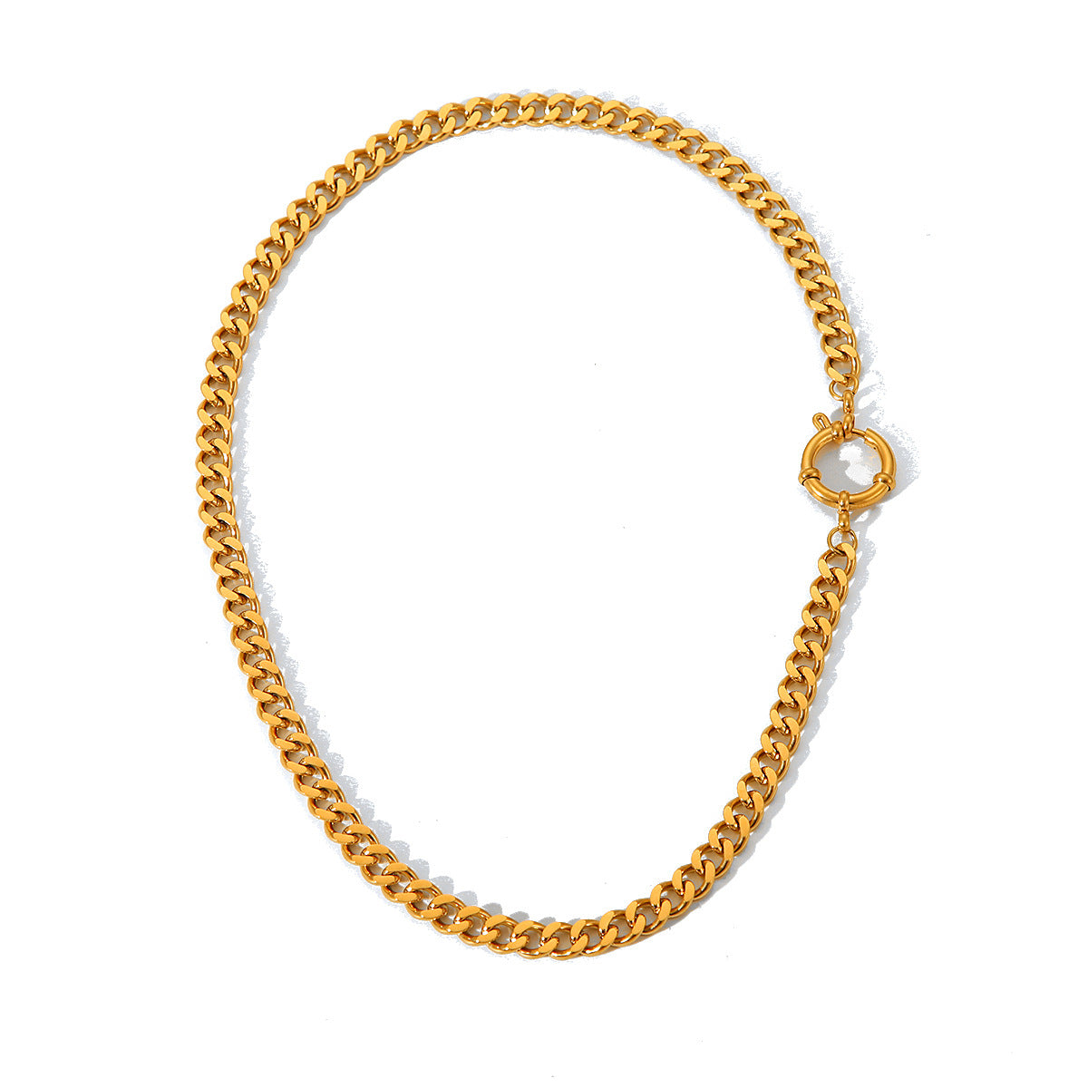 Collana da donna Ins Style Hip Hop con catena cubana geometrica in acciaio inossidabile placcato oro 18 carati