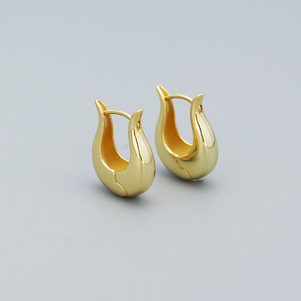 Minimalist Elegant 925 Sterling Silver Geometric Hoop Earrings