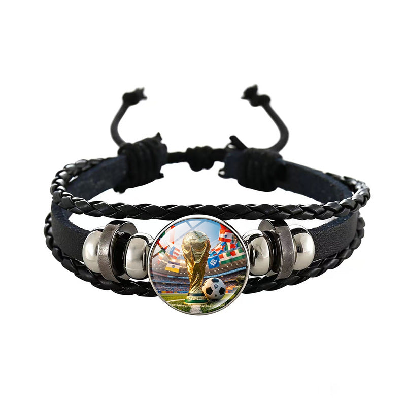 Sporty Geometric Braided Leather Bracelet Unisex Adjustable Hand Rope