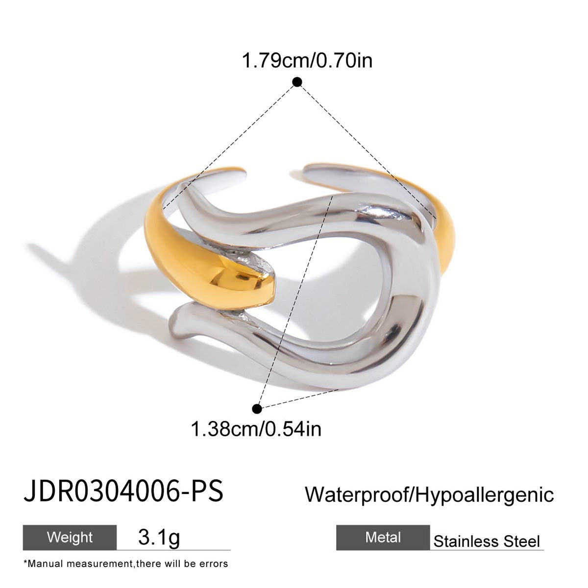 Minimalist Geometric Plated Stainless Steel Ring for Women