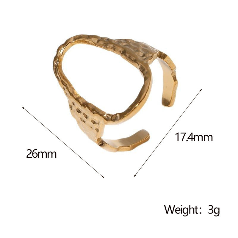 Minimalist Geometric Oval Open-Finger Stainless Steel Ring for Women with Plated Finish