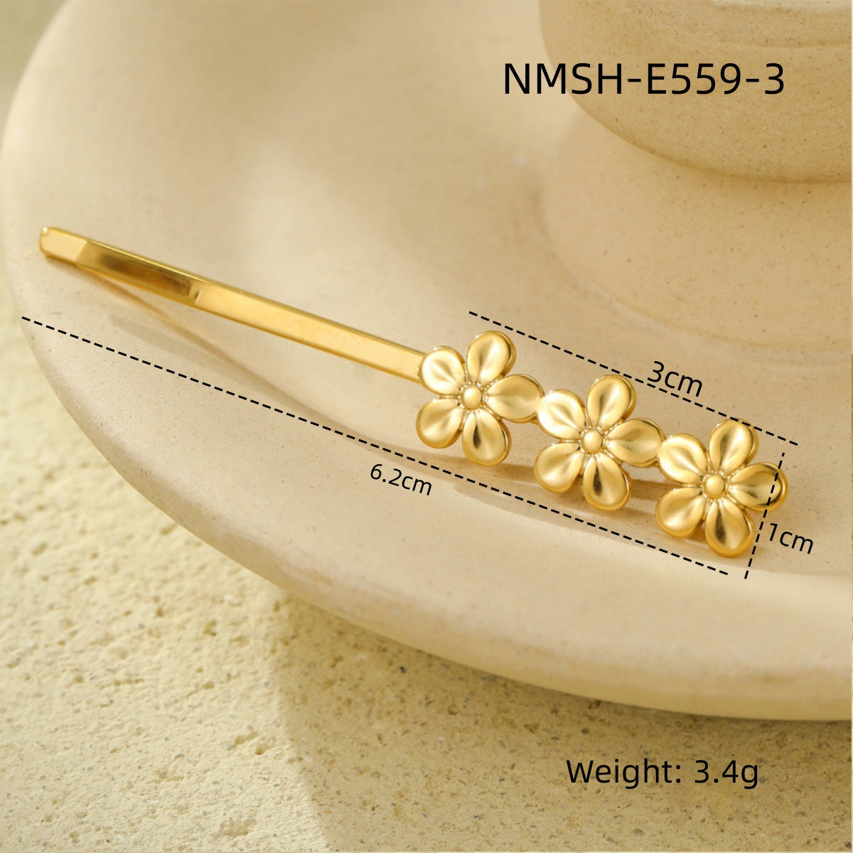 Elegant Floral Hair Clip for Women Made of Stainless Steel with Pearl Inlay, Minimalist Bar Style Hair Accessory