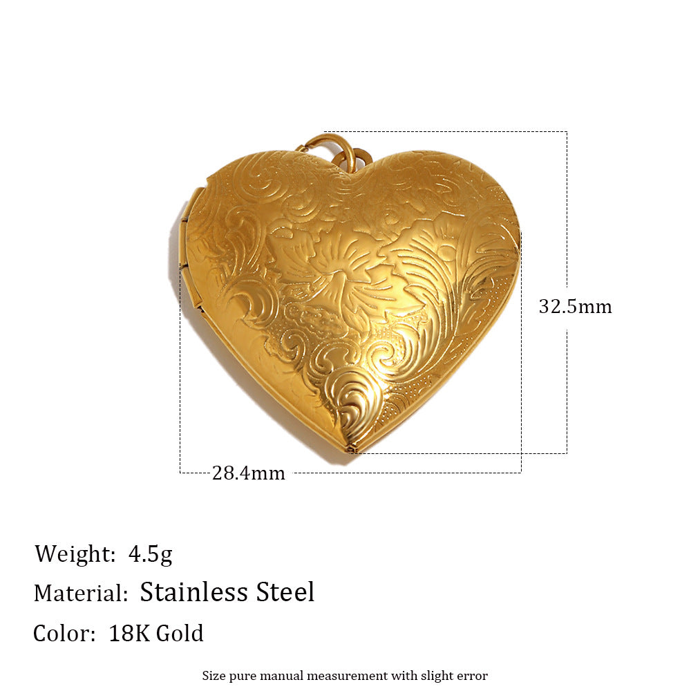 Luxury Minimalist Stainless Steel 18K Gold Plated Star Heart Geometric Locket Charm Bar