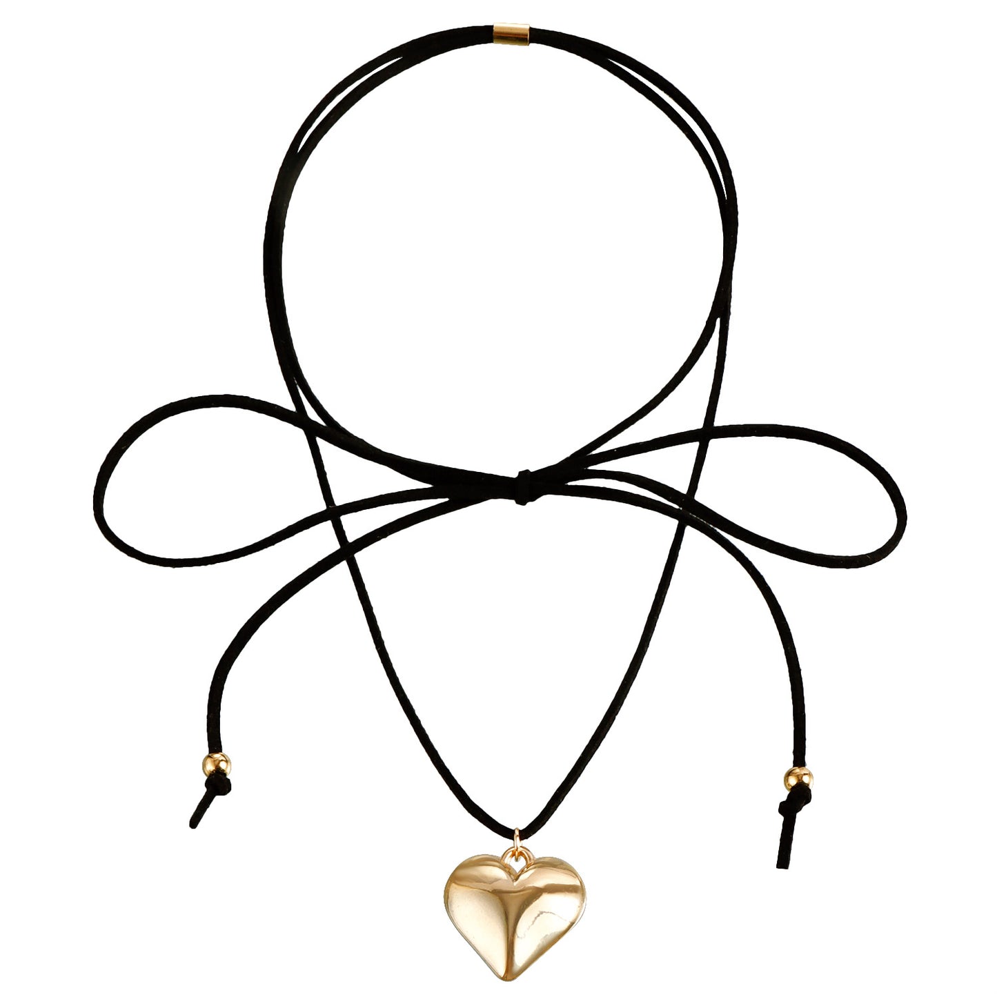 Minimalist Adjustable Choker Necklace with Geometric Heart Pendant in Alloy with Plated Finish for Women