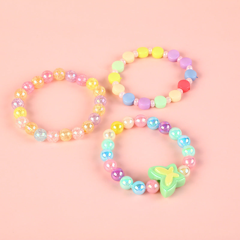 Sweet Pastel Butterfly Acrylic Bracelet for Girls, Cute Princess-Style Children's Hand Jewelry with Animal Shape Design
