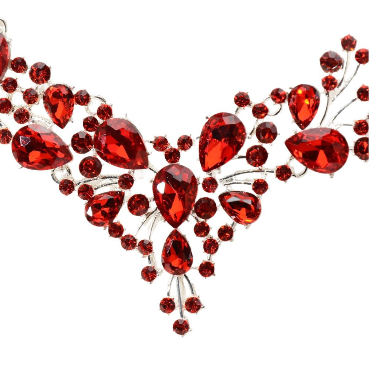 Luxury Elegant Floral Rhinestone Plated Necklace and Earring Set for Women Wedding Party