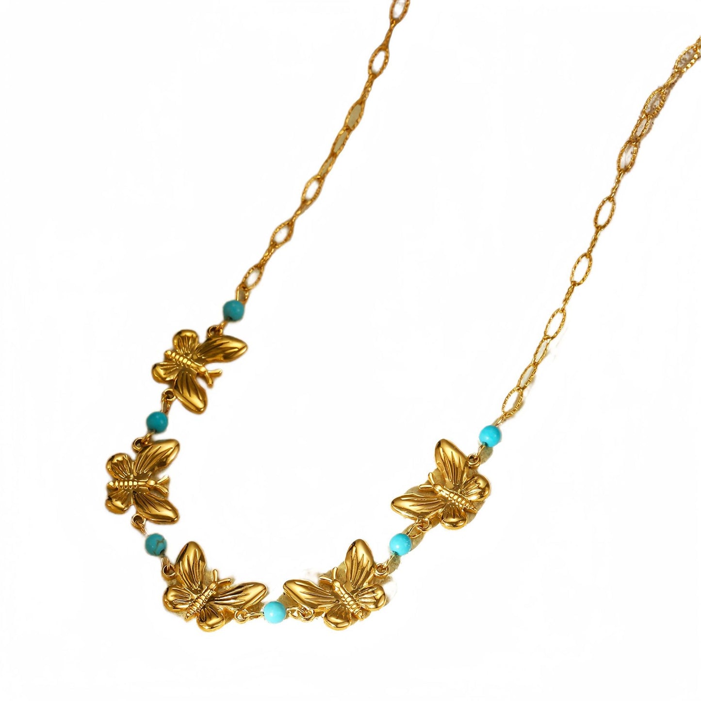 Collana da Donna Minimalista a Forma di Farfalla in Acciaio al Titanio con Placcatura in Oro 18K e Ciondolo in Acciaio Inossidabile