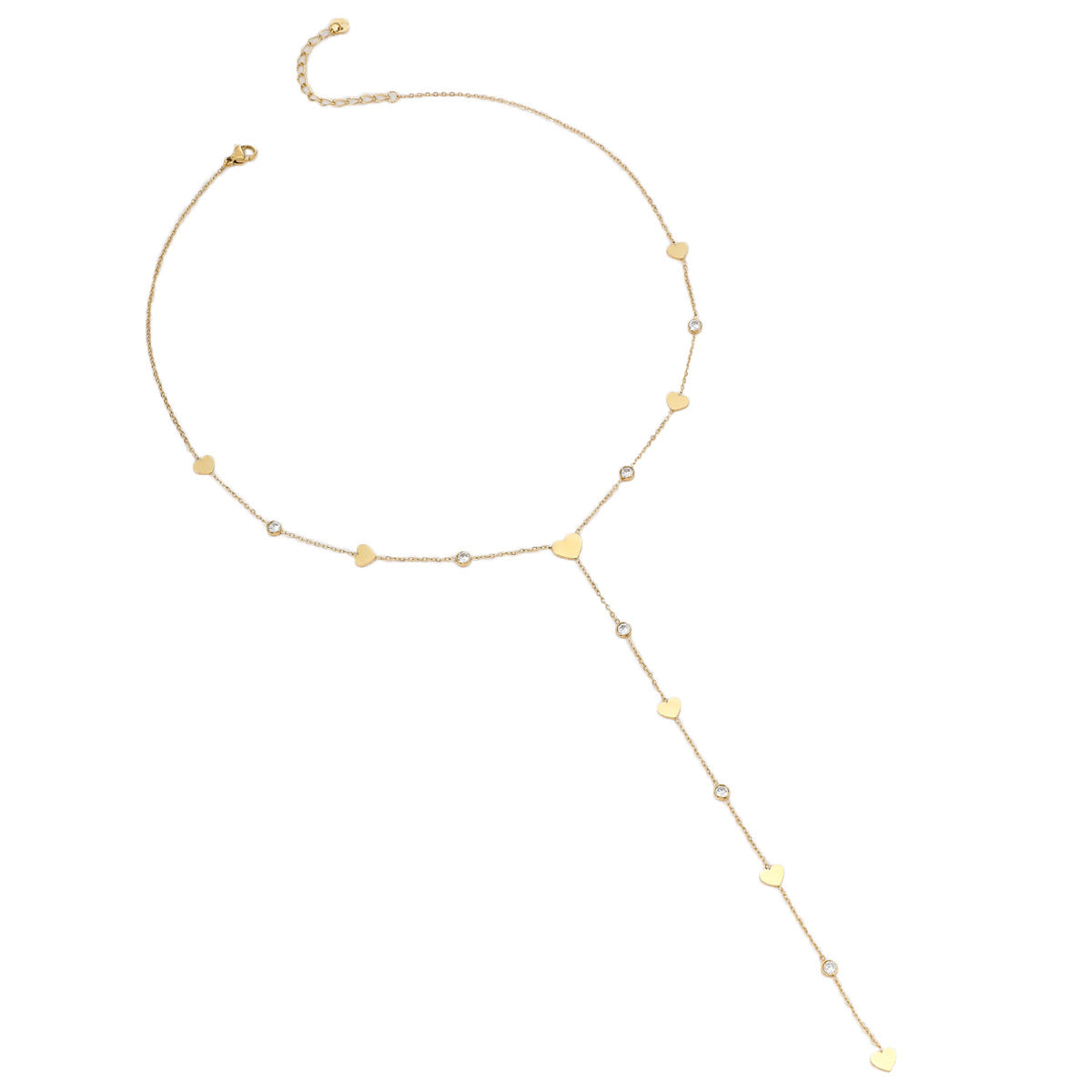 Collar Minimalista con Borla en Y con Forma de Lágrima de Acero Inoxidable para Mujer con Baño de Oro, Hipoalergénico y Resistente a la Decoloración