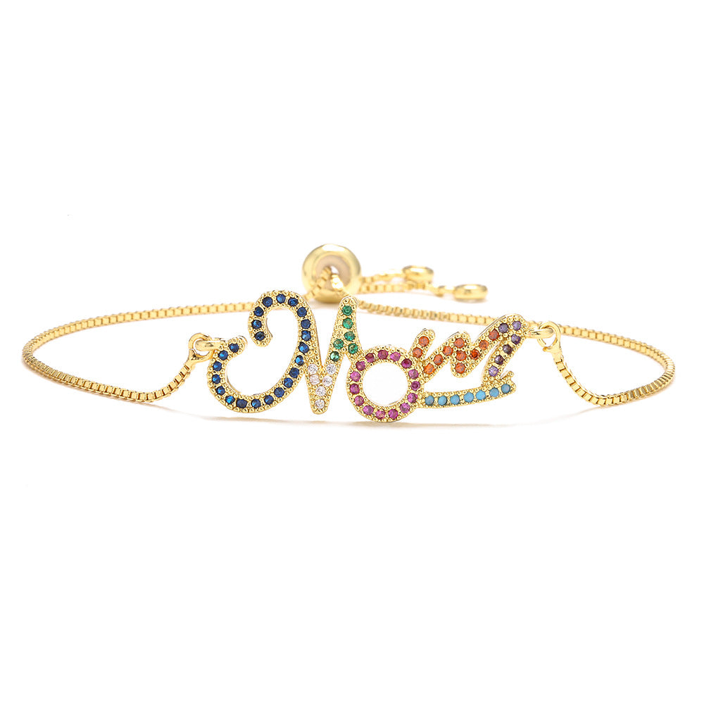 Gold Plated Geometric Cubic Zirconia Bracelet for Women