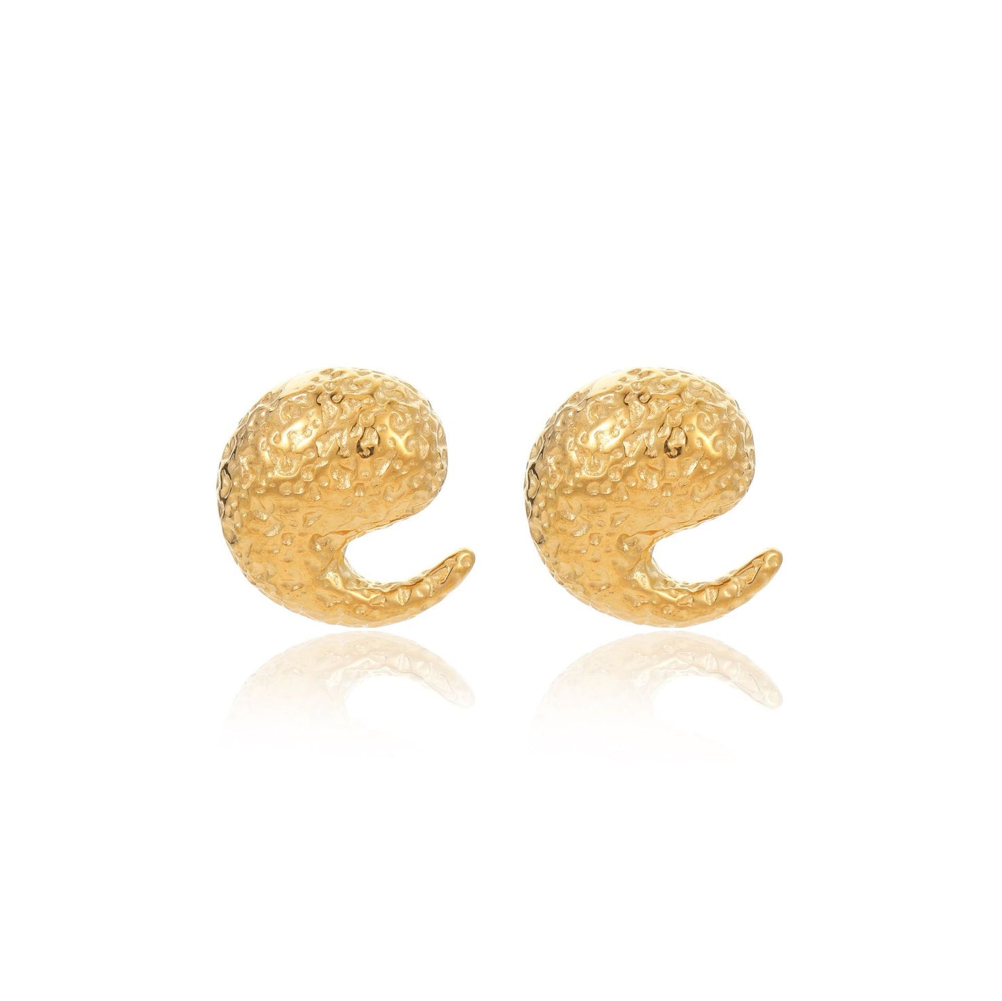 Pendientes de Acero Inoxidable Minimalistas con Forma de Gota de Agua, Chapado en Oro de 18K, Diseño Calado Texturizado, Hipoalergénicos, para Mujer