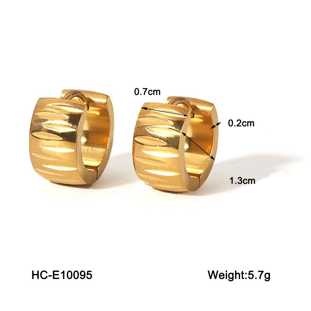 Minimalist Geometric Stainless Steel Hoop Earrings with 18K Gold Plating for Women