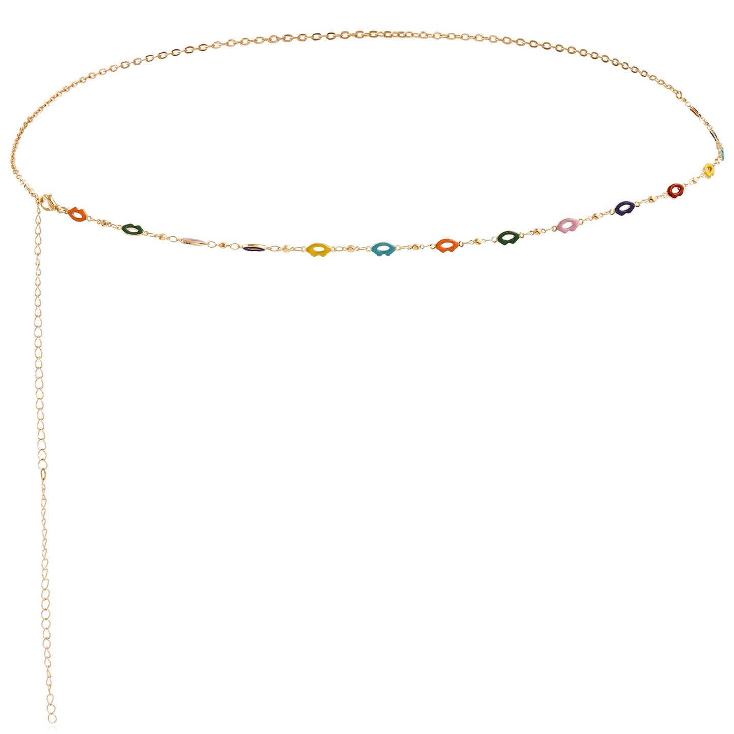 Punk Style Geometric Star and Lips Shaped Metal Waist Chain for Women with Enamel Finish