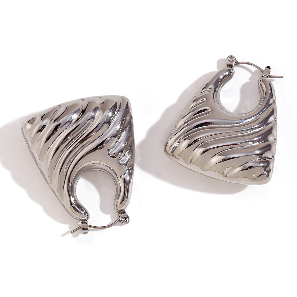 Orecchini a Clip da Donna in Acciaio Inox con Stampa Geometrica Serpente Vintage, Placcati Oro 18K