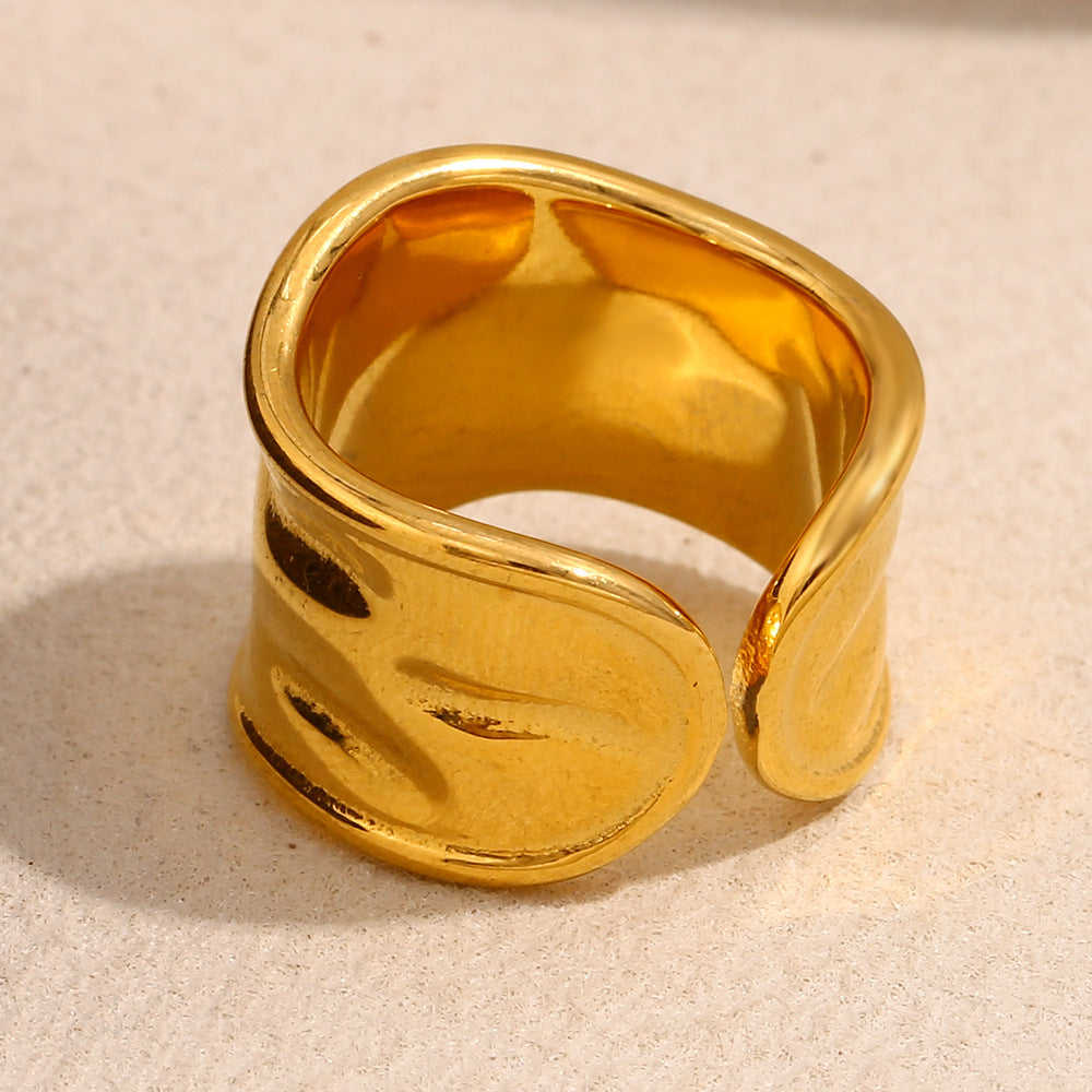 Anello da donna in acciaio inossidabile geometrico minimalista placcato in oro 18 carati