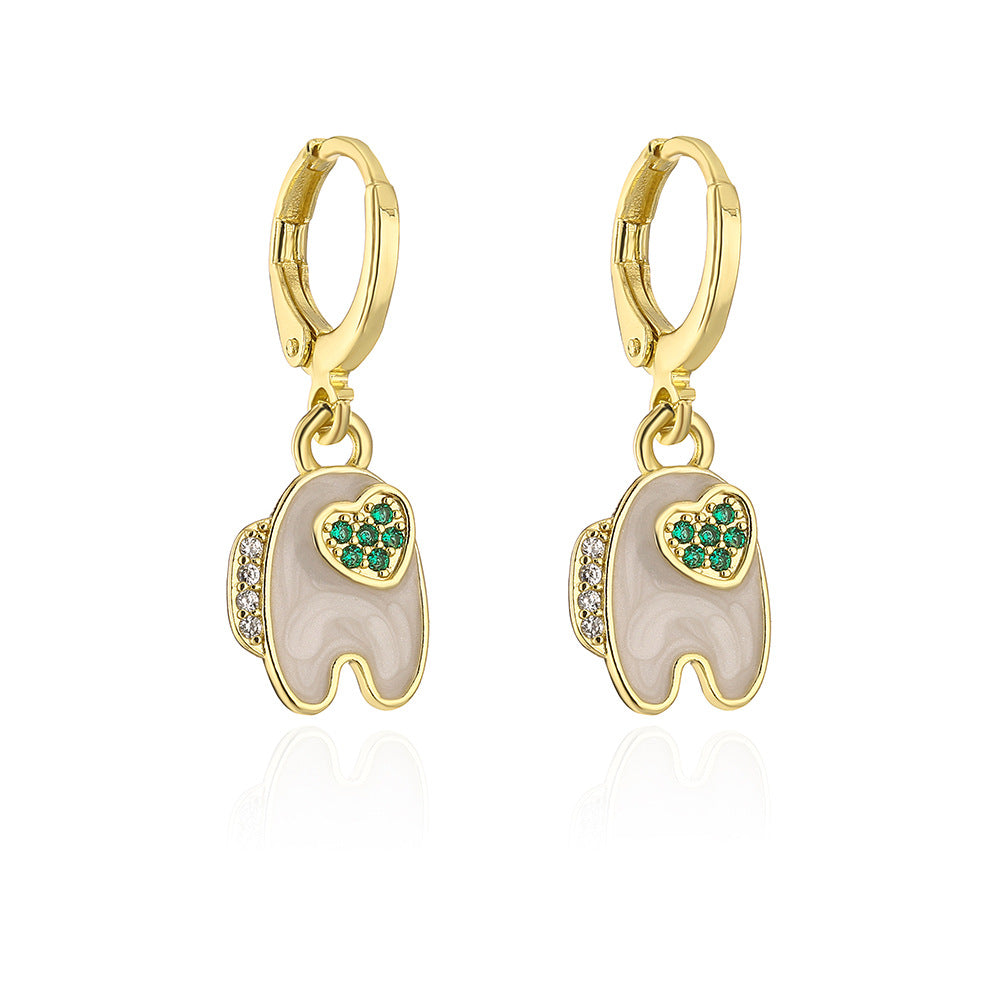 Orecchini Geometrici in Rame con Placcatura in Oro 18K e Zirconi Micro-Pave per Donna, Gioielli per Orecchio Minimalisti e di Tendenza