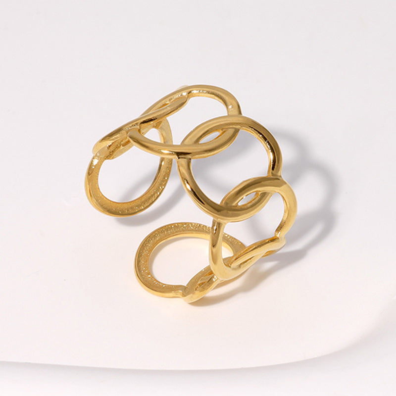 Anello Aperto Geometrico Minimalista Gioielli da Donna in Acciaio Inox Placcato Oro 18K