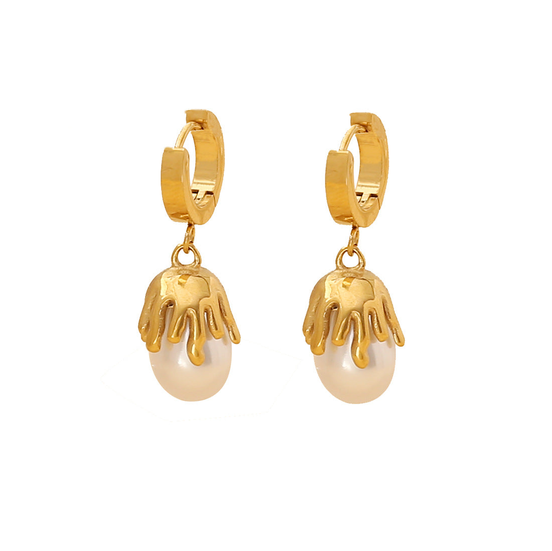 Set di Collana da Donna Elegante a Forma di Lampadina Irregolare con Perle Imitazione, Doppia Catena a O in Acciaio Inossidabile e Finitura Elettroplaccata